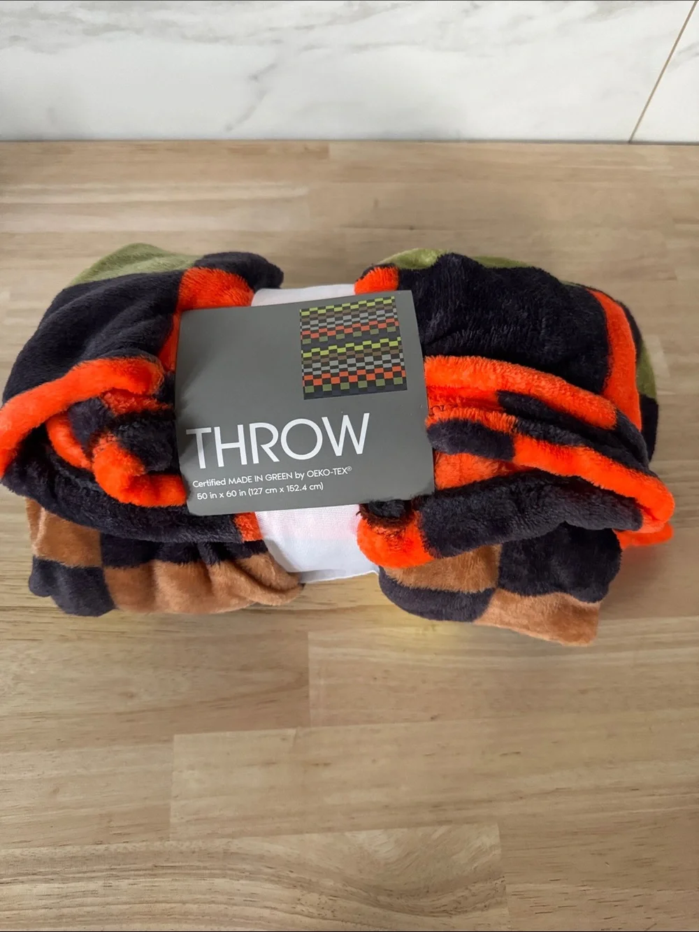 Target Patterned Throw Blanket - Black, Orange, Brown, Green NWT